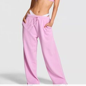 Victoria’s Secret Pink Campus Fleece Wide-Leg Split-Hem Sweatpants